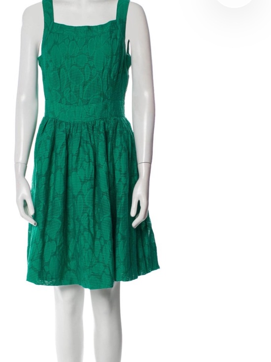 Duro Olowu Dresses & Skirts - Duro Olowu Emerald Green Printed Square-Neck Mini Dress